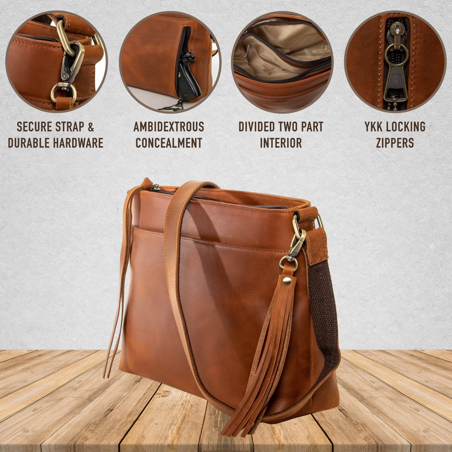 Concealed Carry Josie Leather Crossbody by Lady Conceal - Angler's Pro Tackle & Outdoors