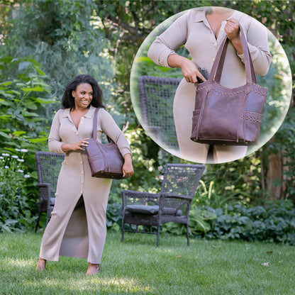 Concealed Carry Kendall Leather Tote by Lady Conceal - Angler's Pro Tackle & Outdoors