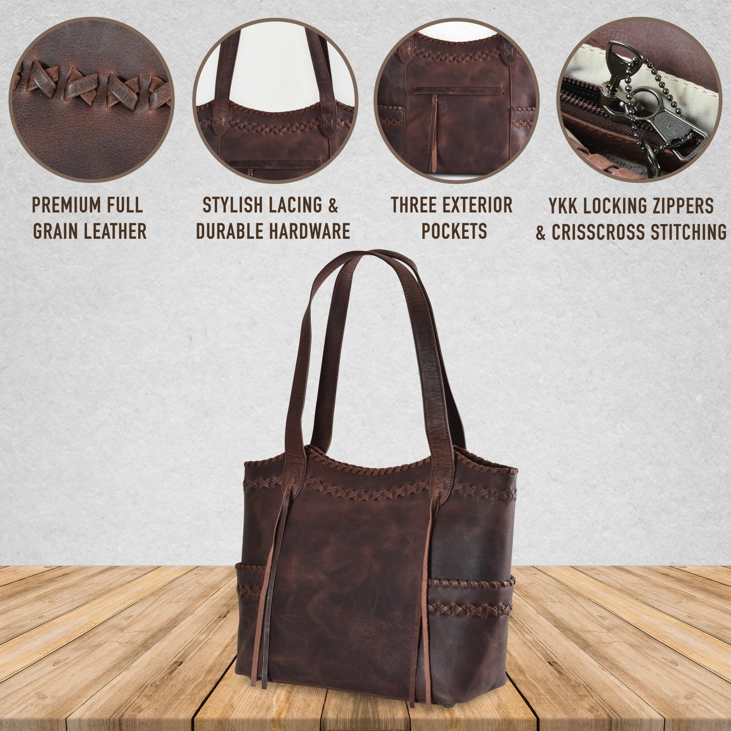 Concealed Carry Kendall Leather Tote by Lady Conceal - Angler's Pro Tackle & Outdoors