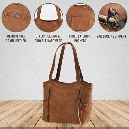 Concealed Carry Kendall Leather Tote by Lady Conceal - Angler's Pro Tackle & Outdoors