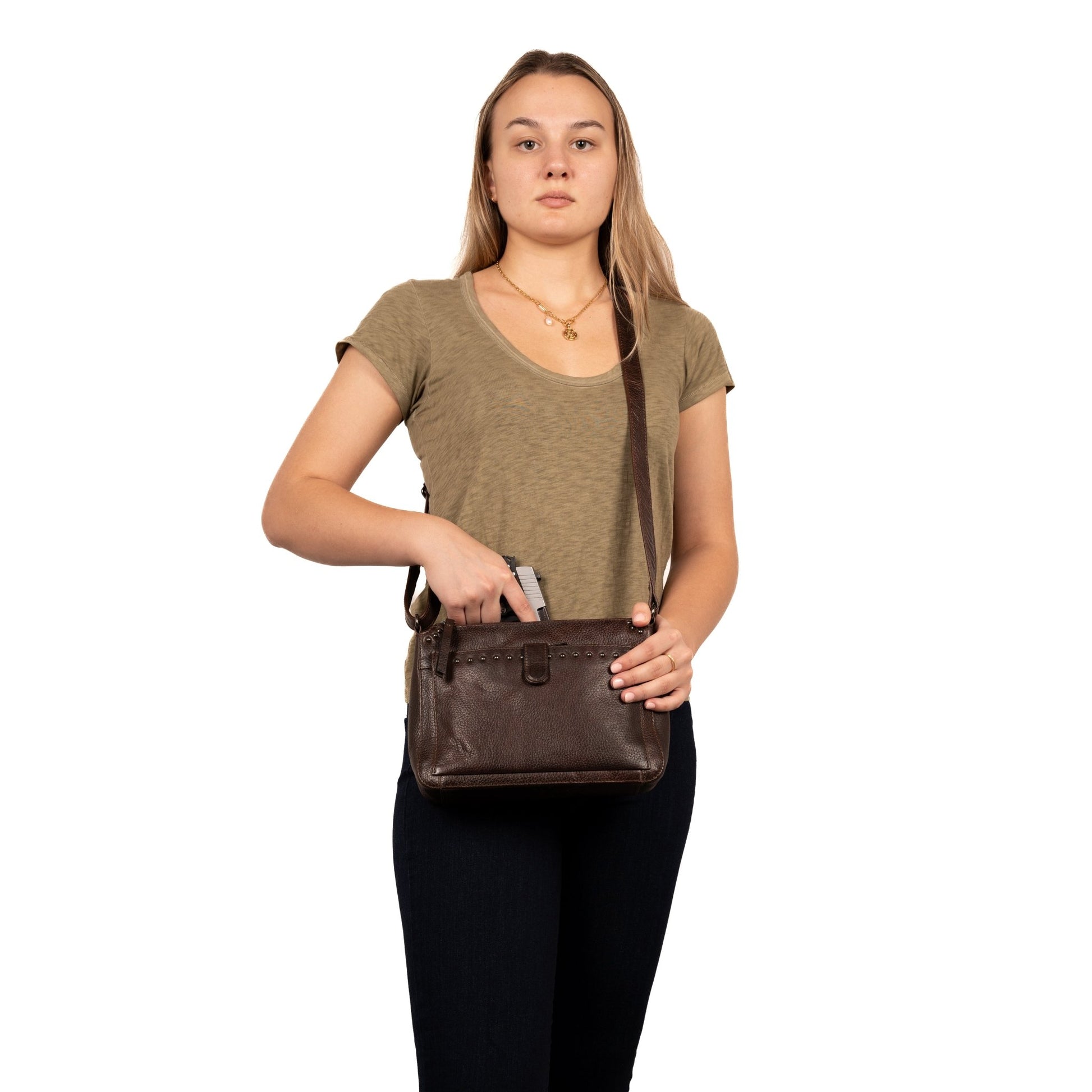 Concealed Carry Leah Buffalo Leather Crossbody w/Wallet by Lady Conceal - Angler's Pro Tackle & Outdoors