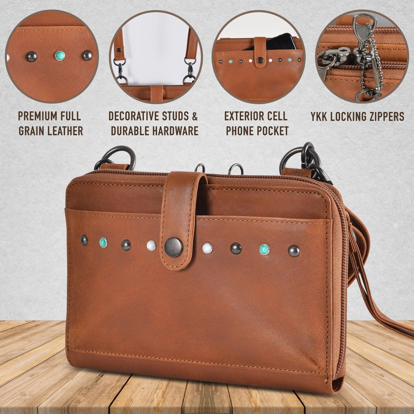 Concealed Carry Millie Leather Crossbody Organizer by Lady Conceal - Small - Angler's Pro Tackle & Outdoors