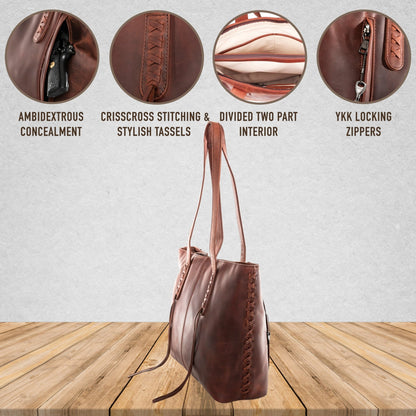 Concealed Carry Norah Leather Tote by Lady Conceal - Angler's Pro Tackle & Outdoors