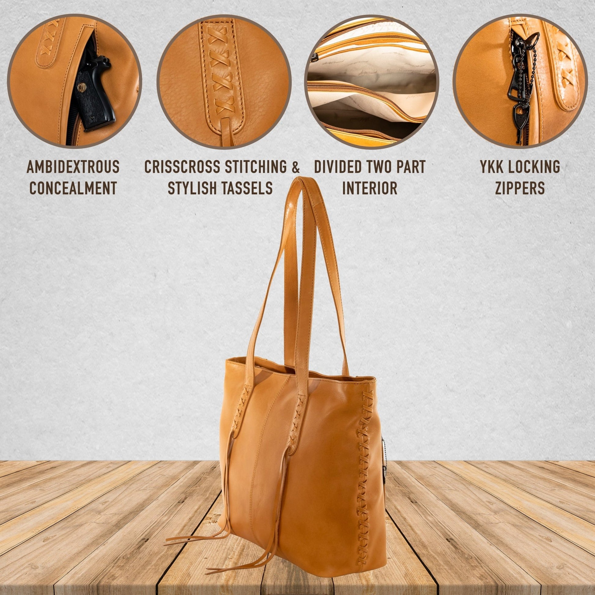 Concealed Carry Norah Leather Tote by Lady Conceal - Angler's Pro Tackle & Outdoors