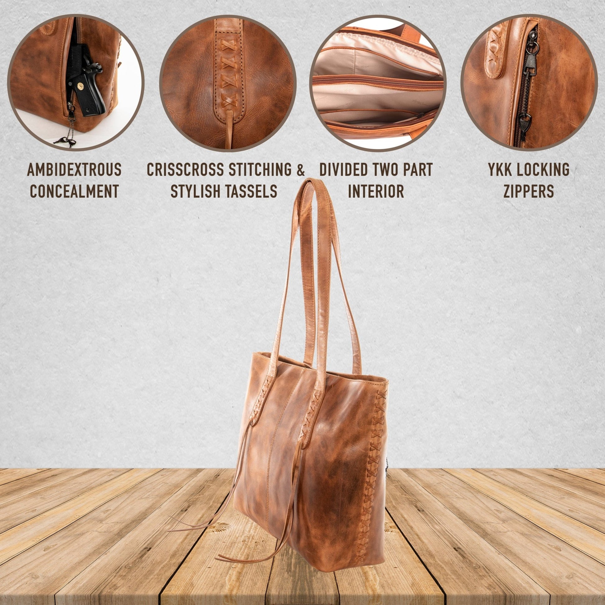 Concealed Carry Norah Leather Tote by Lady Conceal - Angler's Pro Tackle & Outdoors