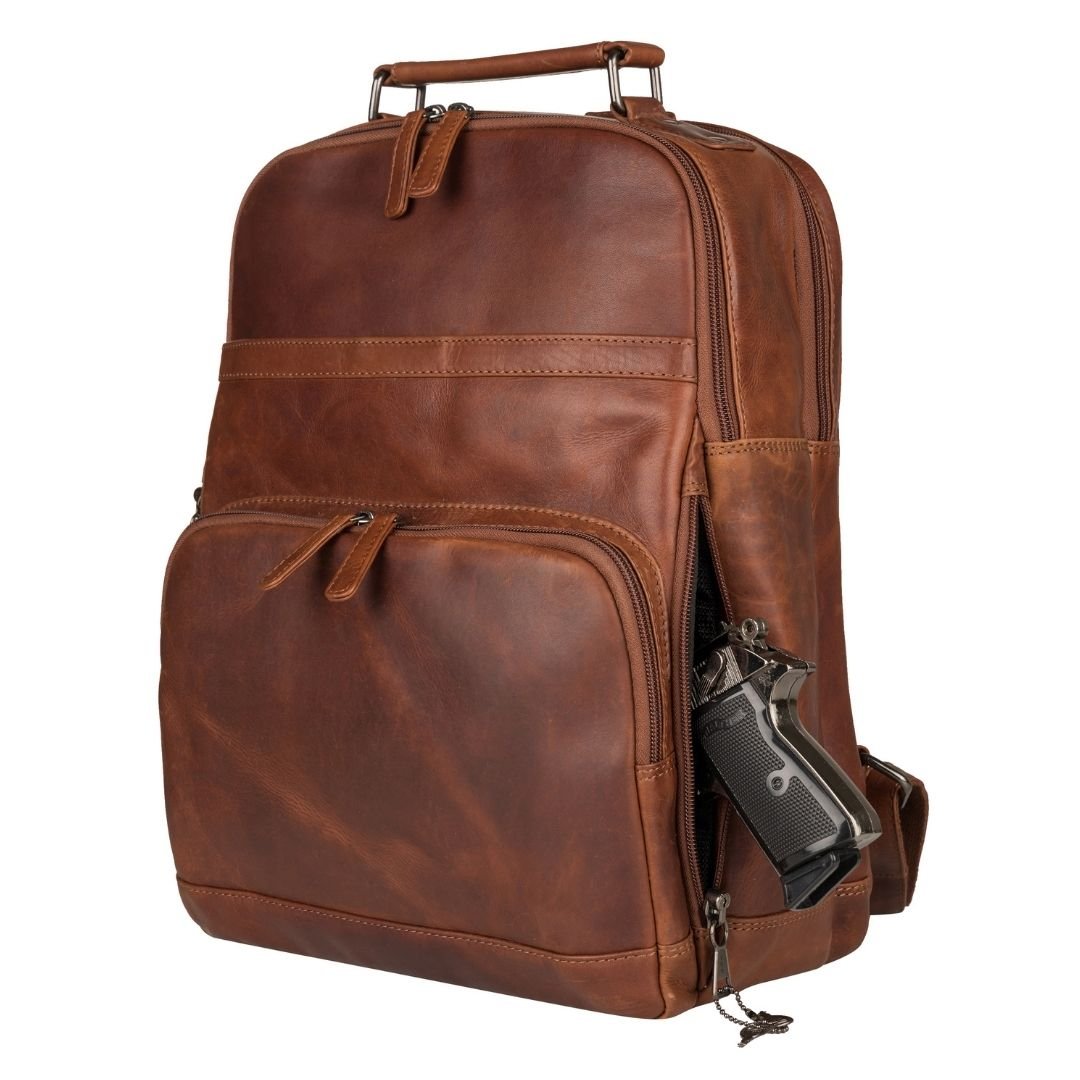 Concealed Carry Quinn Unisex Leather Backpack - Angler's Pro Tackle & Outdoors