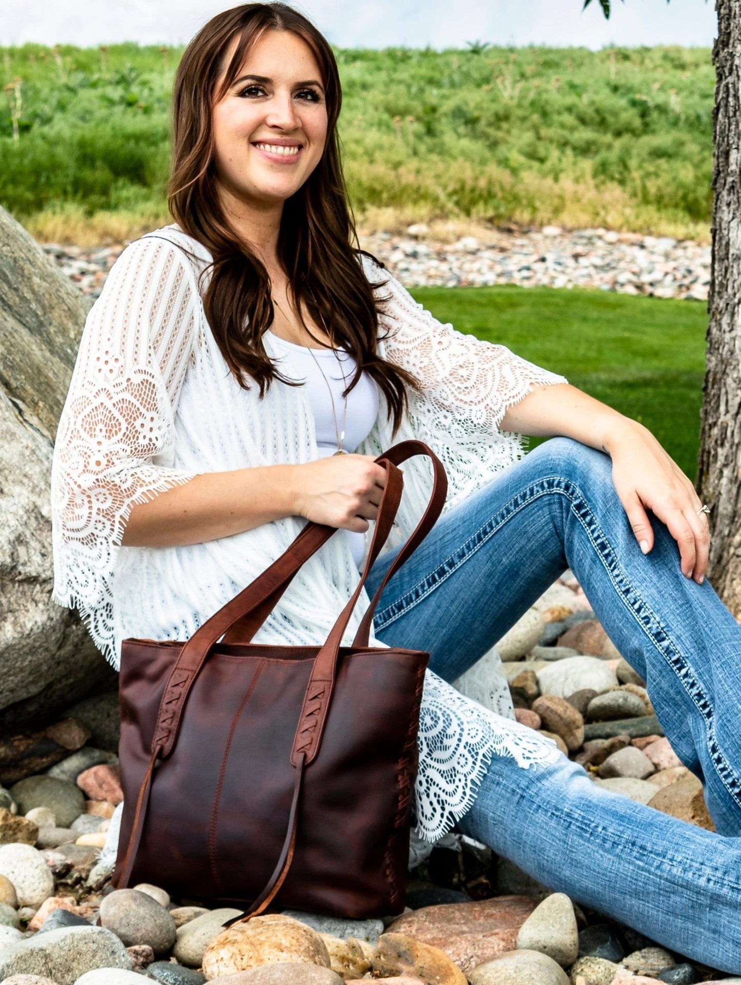 Concealed Carry Reagan Medium Leather Tote by Lady Conceal - Angler's Pro Tackle & Outdoors