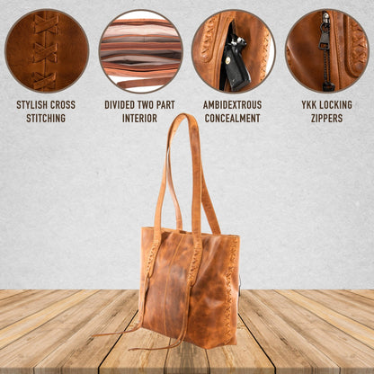 Concealed Carry Reagan Medium Leather Tote by Lady Conceal - Angler's Pro Tackle & Outdoors