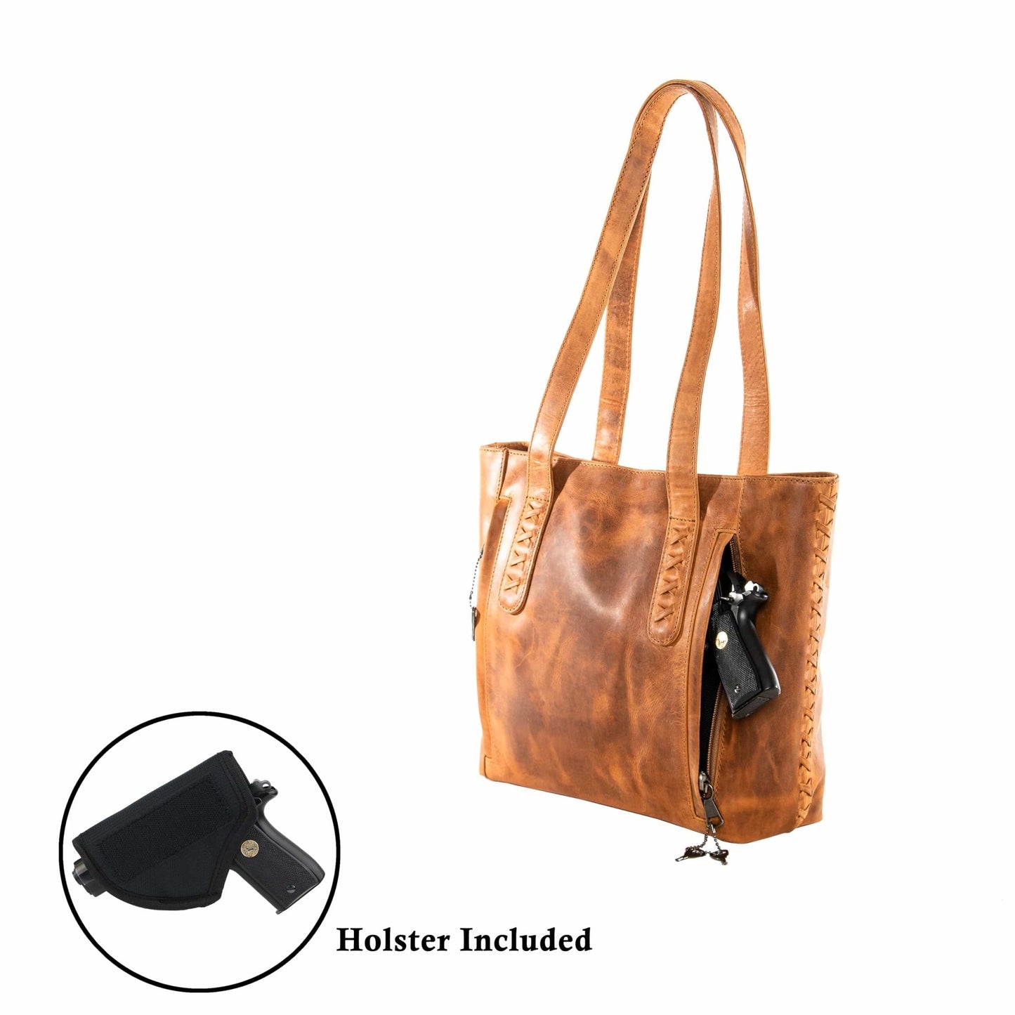 Concealed Carry Reagan Medium Leather Tote by Lady Conceal - Angler's Pro Tackle & Outdoors