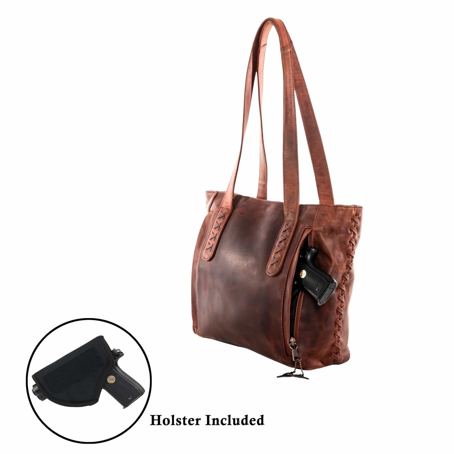 Concealed Carry Reagan Medium Leather Tote by Lady Conceal - Angler's Pro Tackle & Outdoors