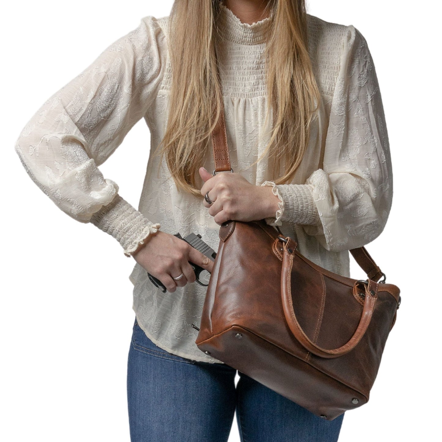 Concealed Carry Sadie Leather Satchel by Lady Conceal - Angler's Pro Tackle & Outdoors