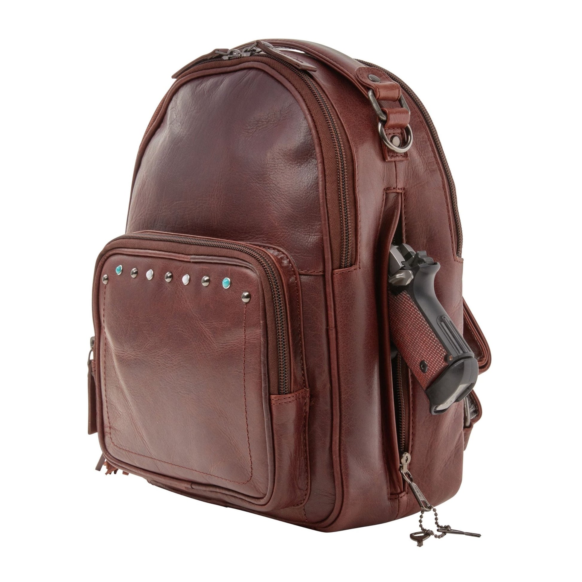 Concealed Carry Sawyer Leather Backpack by Lady Conceal - Angler's Pro Tackle & Outdoors