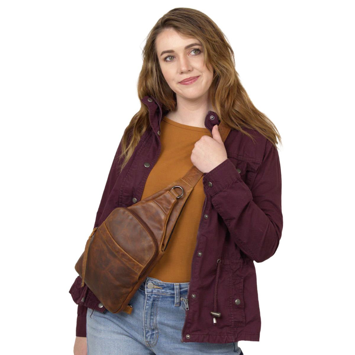 Concealed Carry Unisex Dakota Leather Sling by Lady Conceal - Angler's Pro Tackle & Outdoors