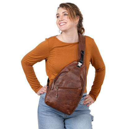 Concealed Carry Unisex Grayson Buffalo Leather Sling by Lady Conceal - Angler's Pro Tackle & Outdoors