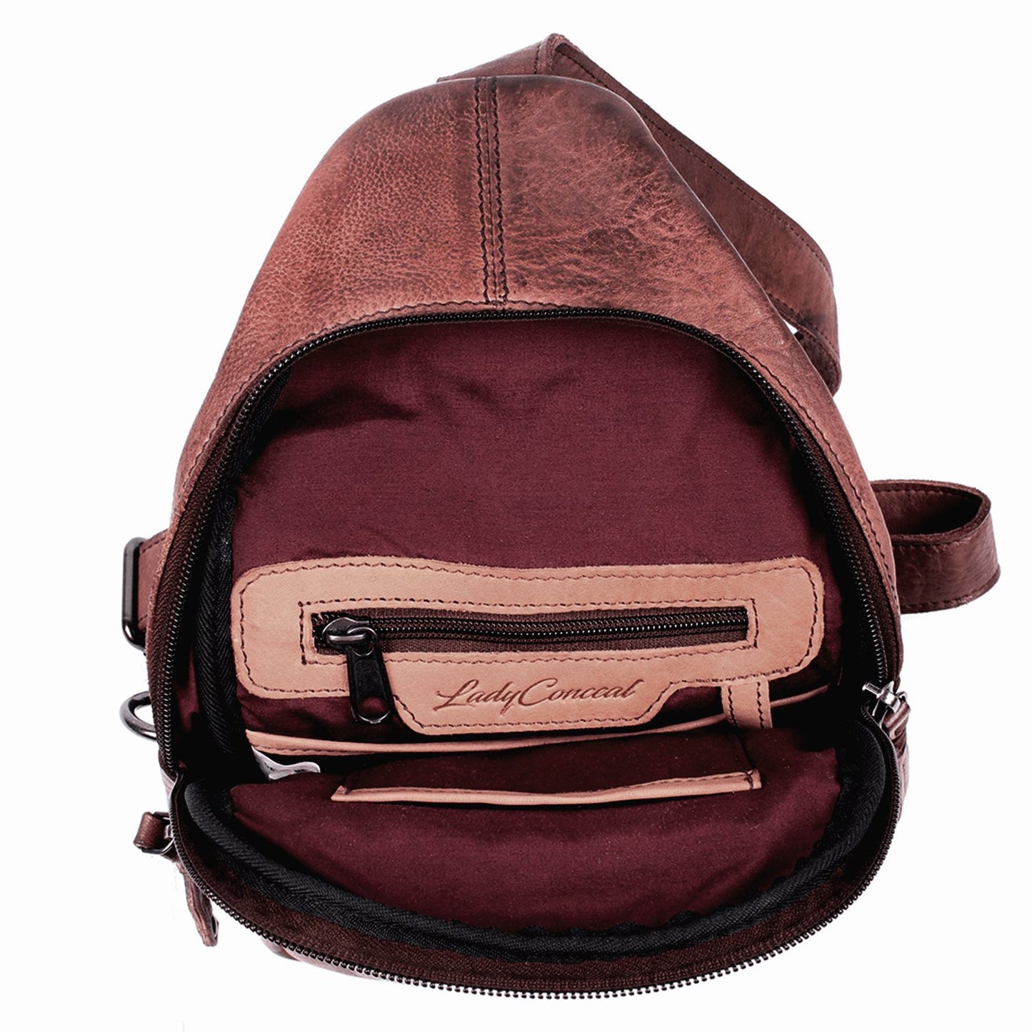 Concealed Carry Unisex Taylor Sling Leather Backpack by Lady Conceal - Angler's Pro Tackle & Outdoors