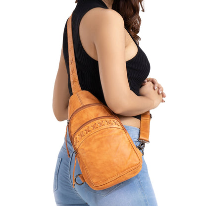 Concealed Carry Unisex Taylor Sling Leather Backpack by Lady Conceal - Angler's Pro Tackle & Outdoors