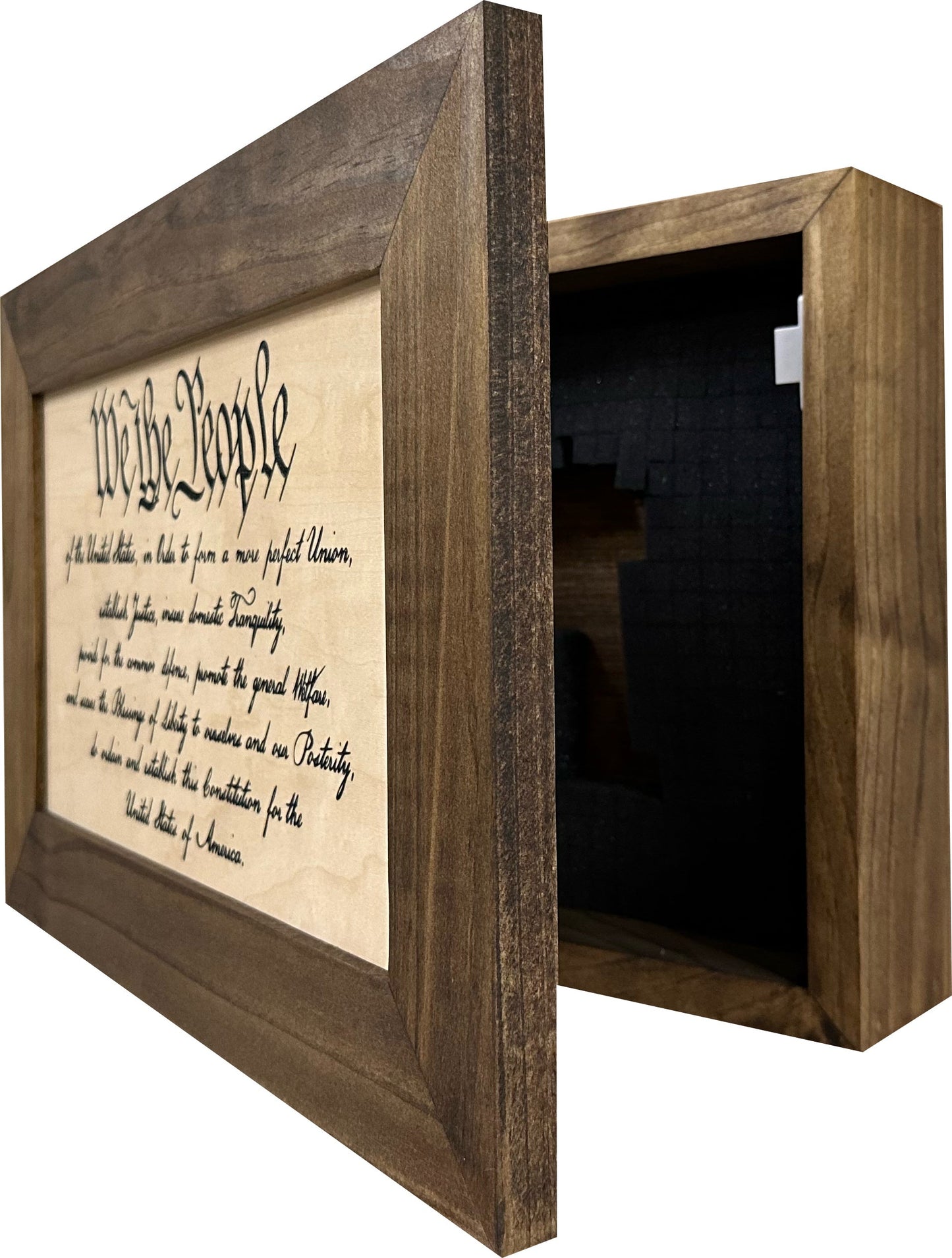 Bellewood Designs - Hidden Gun Storage Cabinet We The People Constitution Preamble