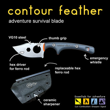 Outdoor Element Contour Feather Adventure Survival Knife