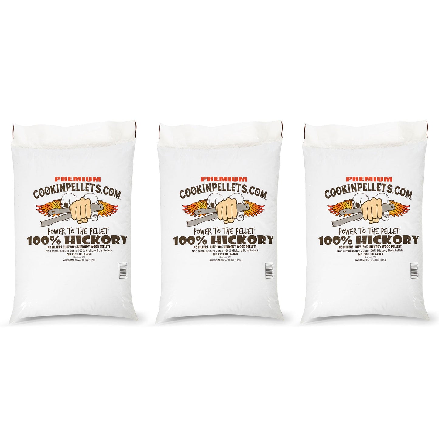 CookinPellets 40 lb Premium Hickory Hardwood Grill Smoker Wood Pellets (3 Pack) - Angler's Pro Tackle & Outdoors