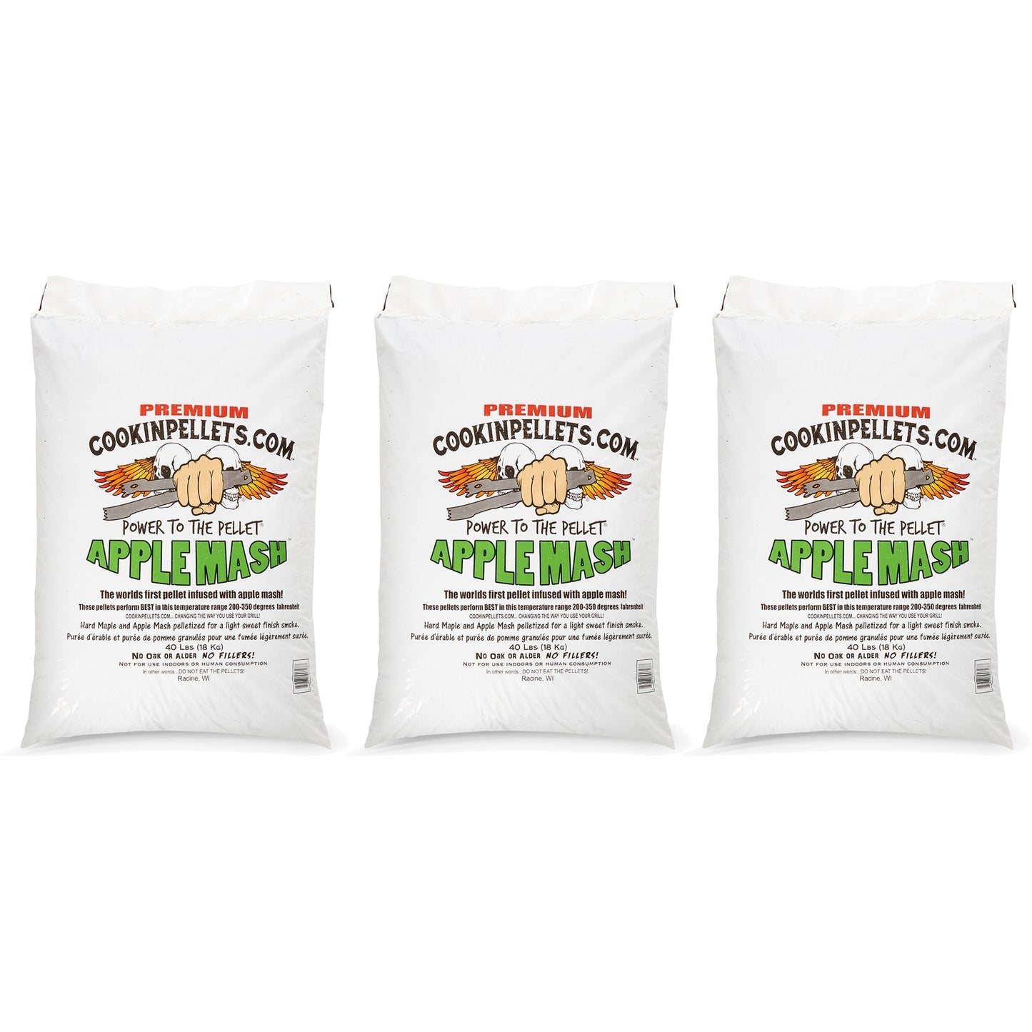 CookinPellets 40 Pound Bag Apple Mash Hard Maple Smoker Wood Pellets, (3 Pack) - Angler's Pro Tackle & Outdoors