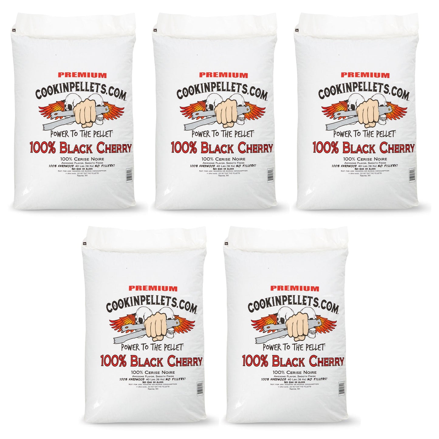 CookinPellets 40 Pound Black Cherry Grill Smoker Hardwood Wood Pellets (5 Pack) - Angler's Pro Tackle & Outdoors