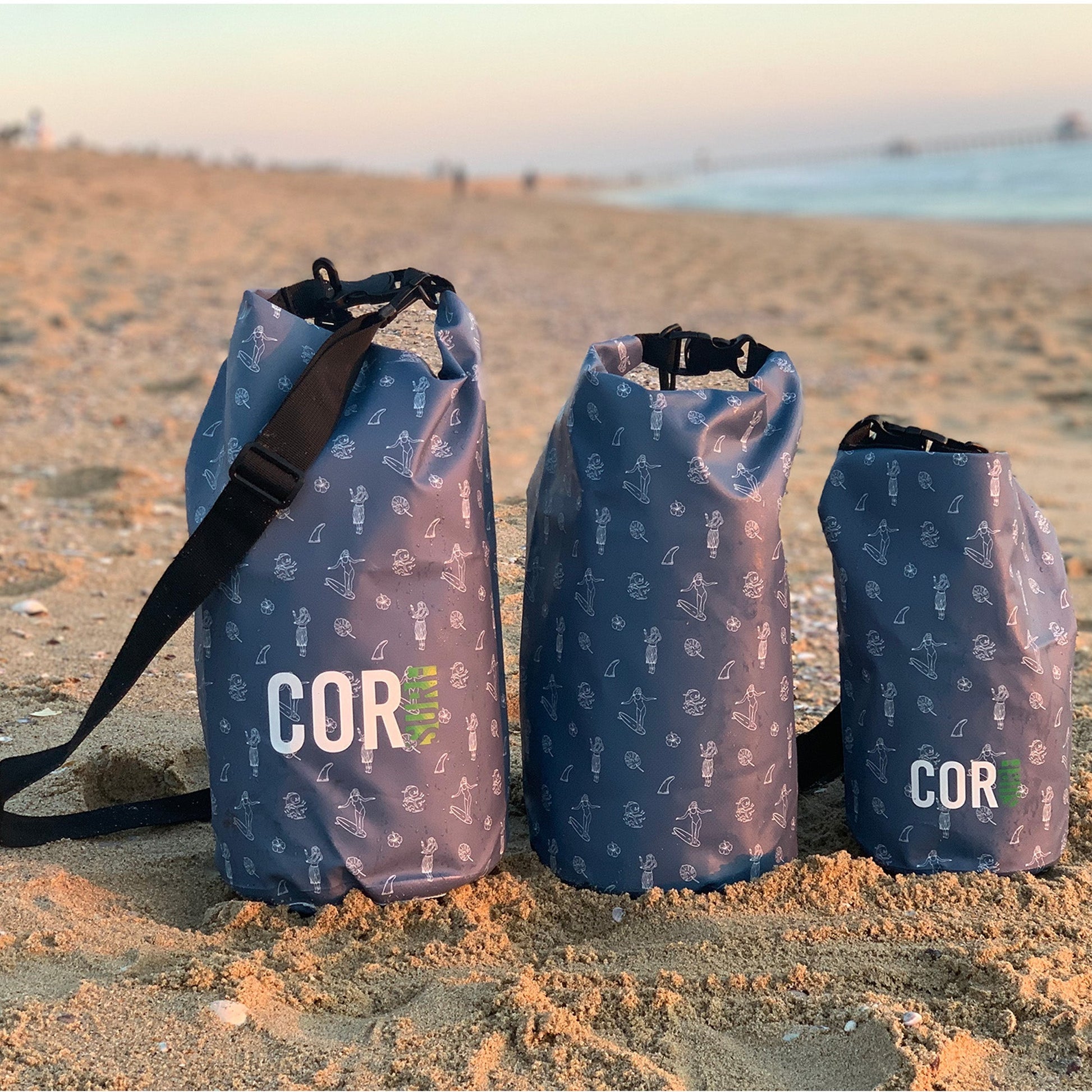 COR Surf Dry Bags (Hawaiian Print): 3L, 5L, 10L, 15, and 3 - Packs - Angler's Pro Tackle & Outdoors