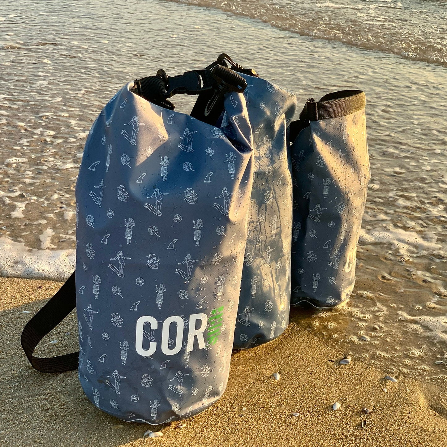 COR Surf Dry Bags (Hawaiian Print): 3L, 5L, 10L, 15, and 3 - Packs - Angler's Pro Tackle & Outdoors