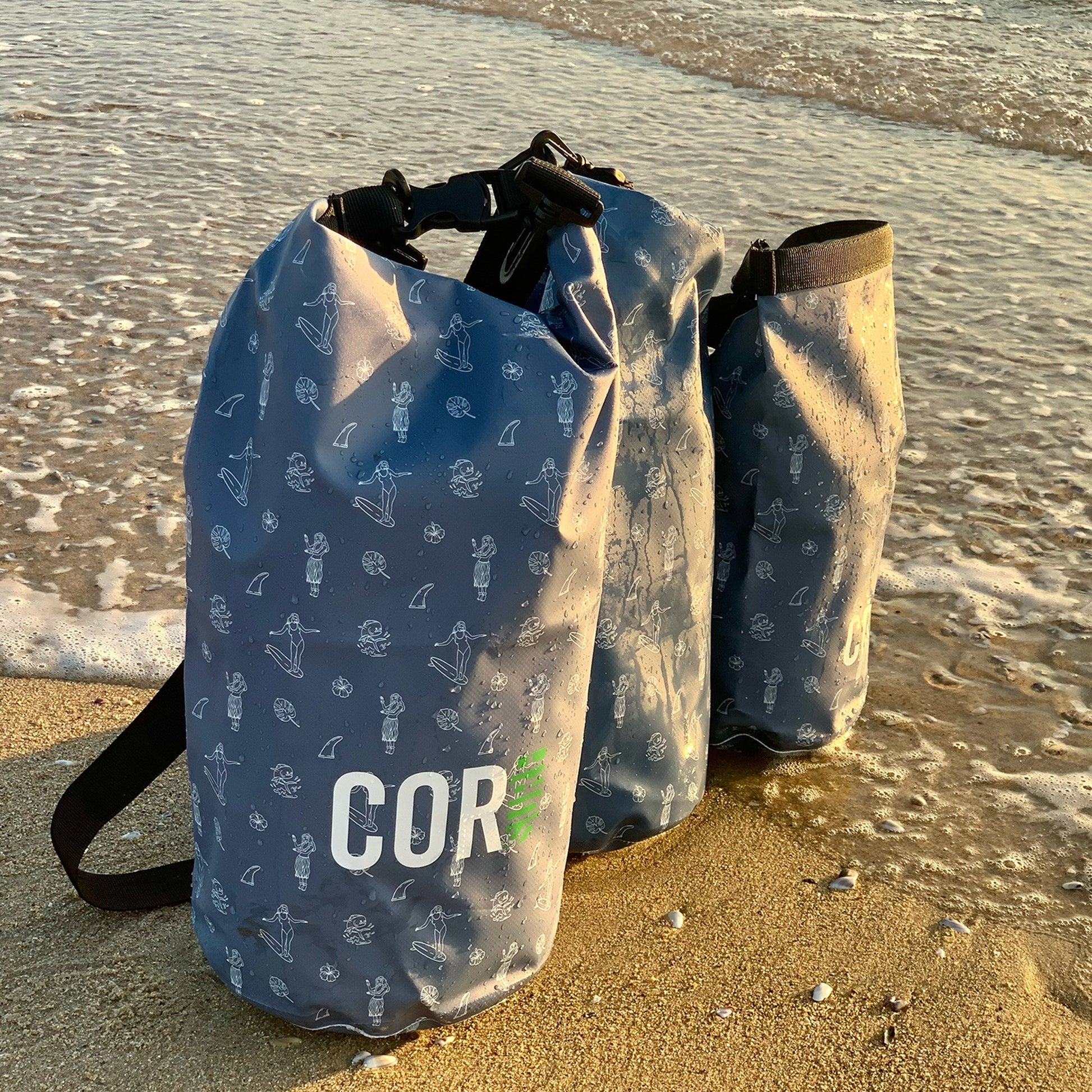 COR Surf Dry Bags (Hawaiian Print): 3L, 5L, 10L, 15, and 3 - Packs - Angler's Pro Tackle & Outdoors
