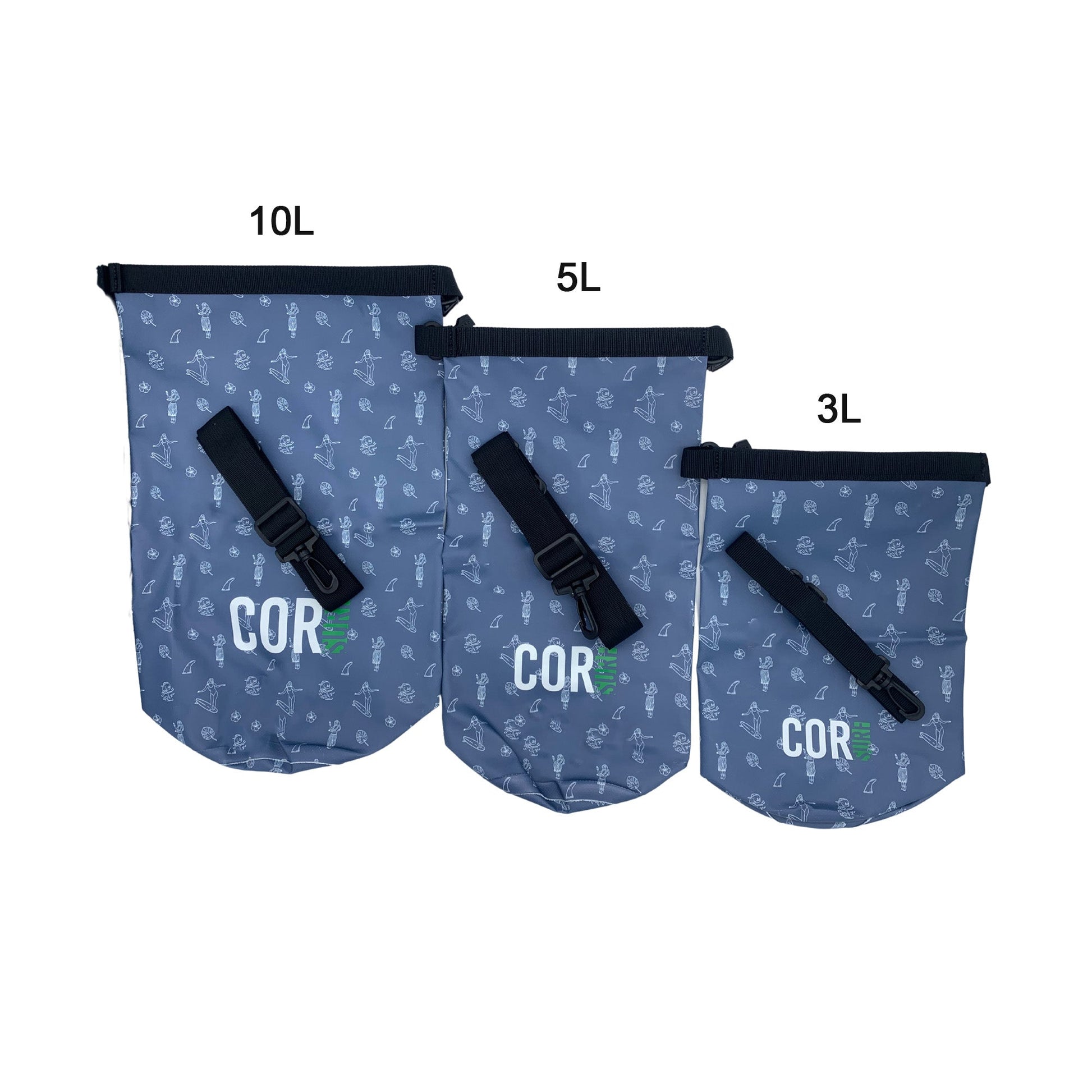 COR Surf Dry Bags (Hawaiian Print): 3L, 5L, 10L, 15, and 3 - Packs - Angler's Pro Tackle & Outdoors