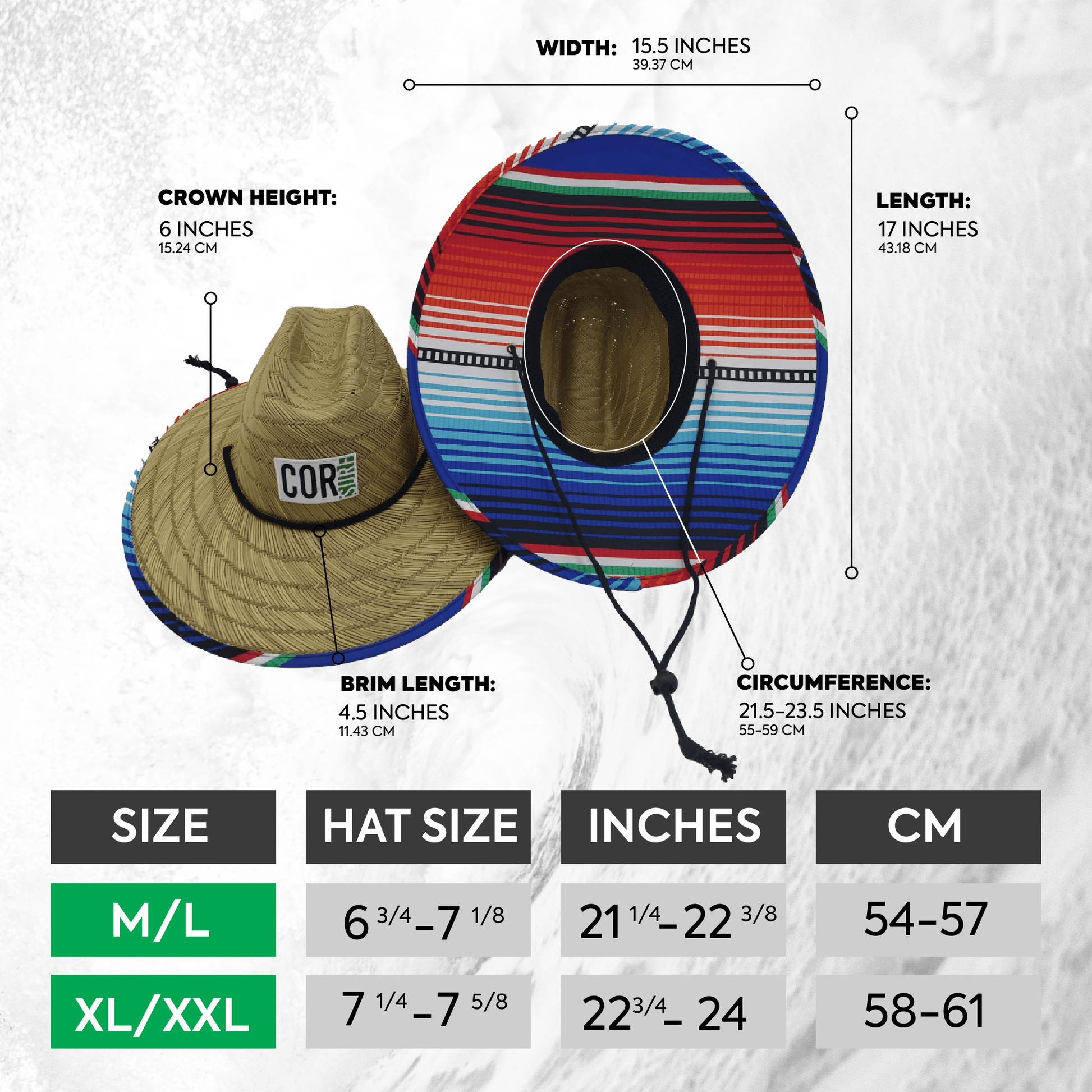 COR Surf Straw Lifeguard Sun Beach Hats for Adults - Sarape - Angler's Pro Tackle & Outdoors