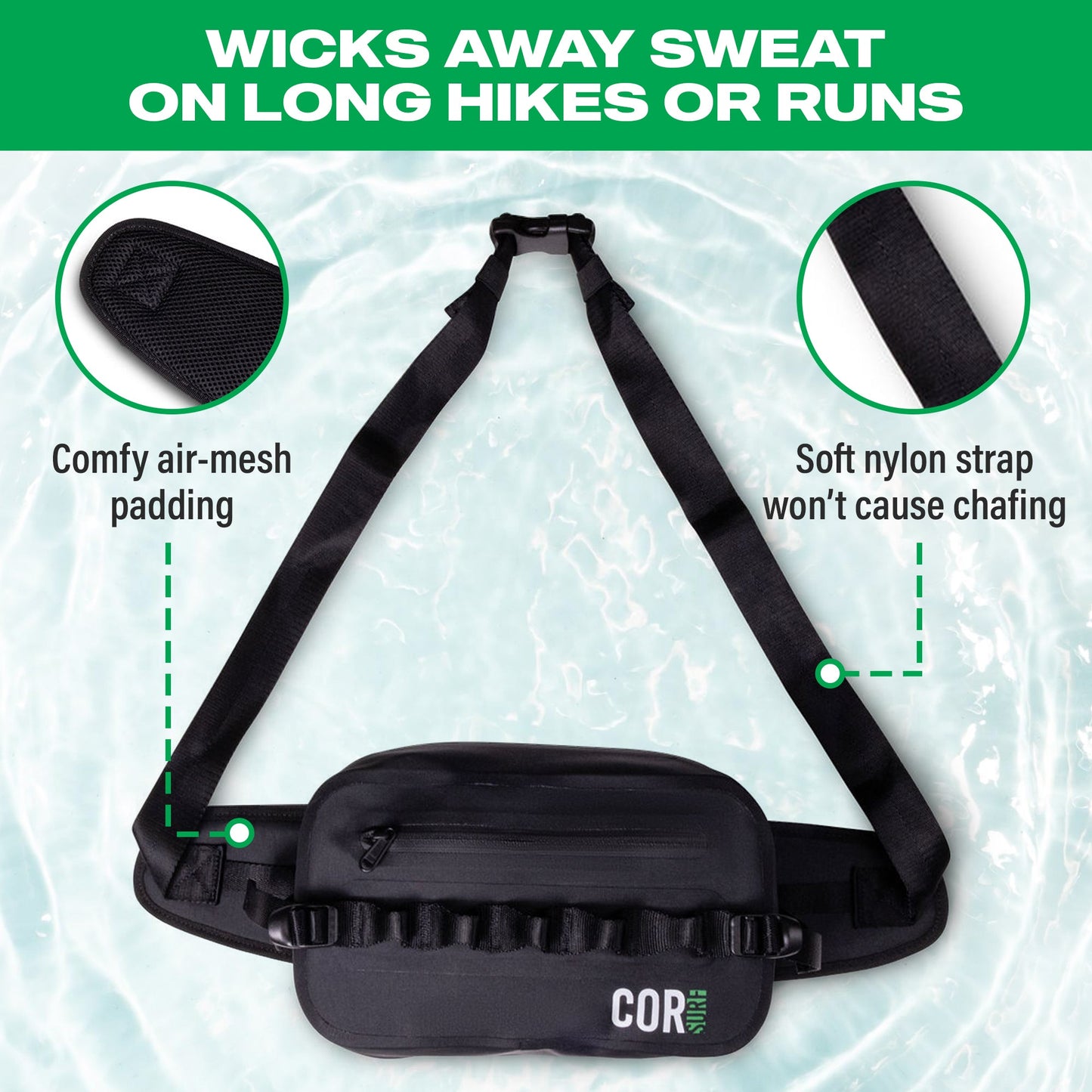 COR Surf Waterproof Hip Fanny Pack 2.5L - Angler's Pro Tackle & Outdoors