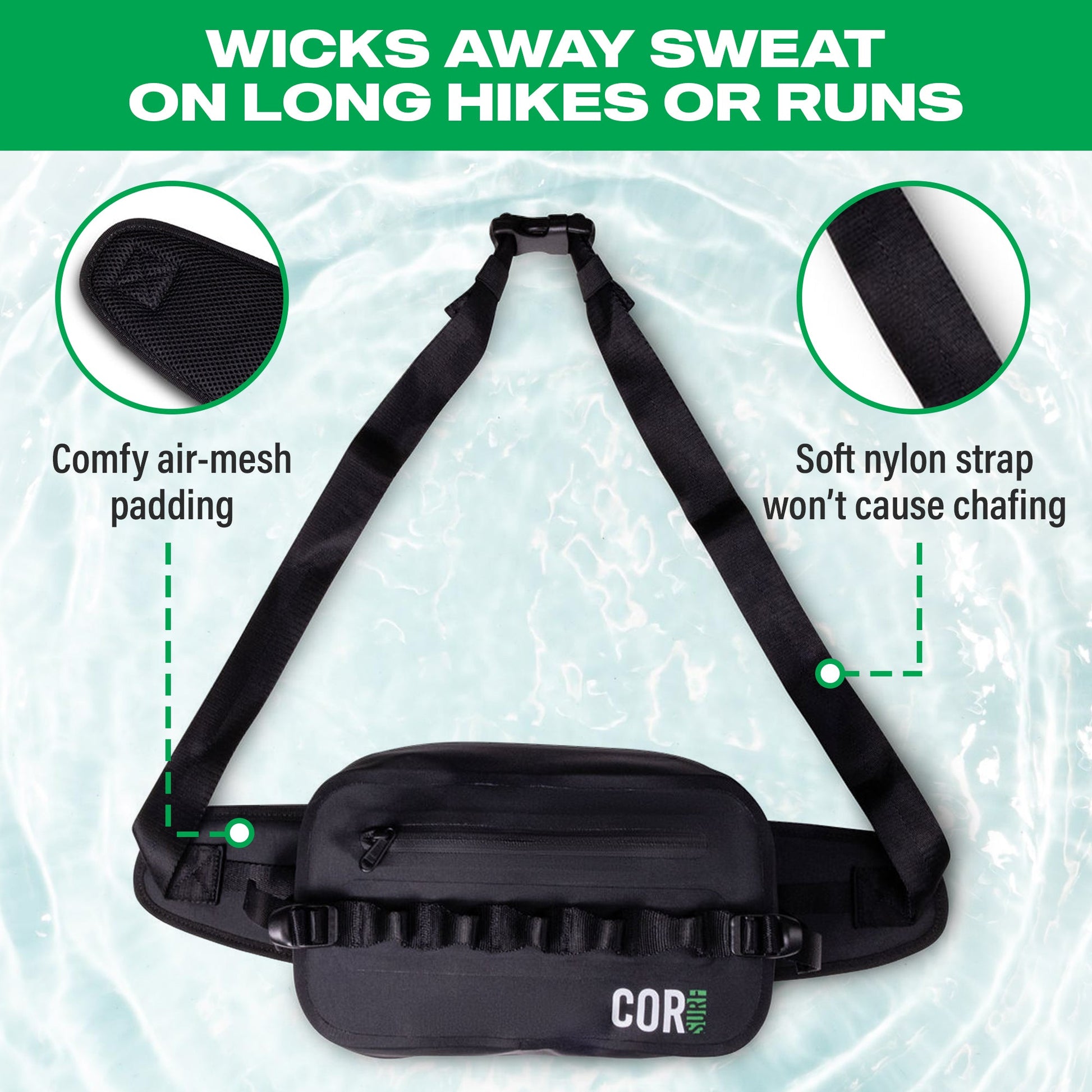 COR Surf Waterproof Hip Fanny Pack 2.5L - Angler's Pro Tackle & Outdoors