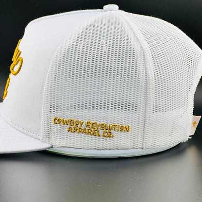 “Cowboy Hat” Cowboy Revolution White 5 - panel Trucker Hat - Angler's Pro Tackle & Outdoors