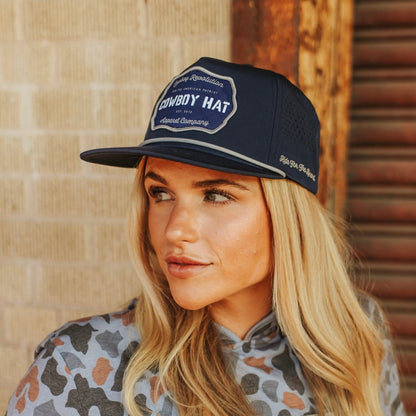 Cowboy Revolution “Cowboy Hat” Performance Patch Rope Hat - Navy Blue - Angler's Pro Tackle & Outdoors