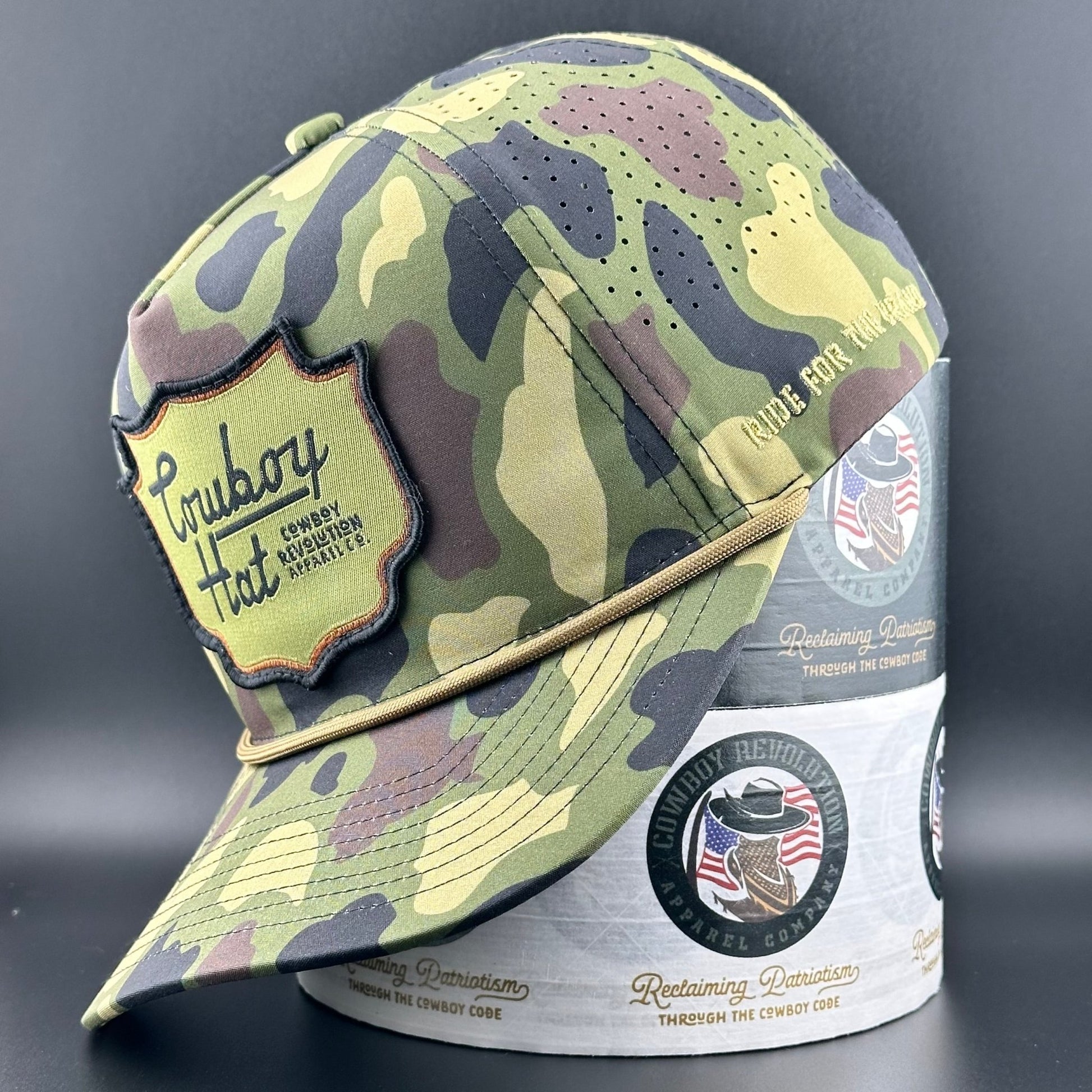 Cowboy Revolution Woodland Camo Patch “Cowboy Hat” - Performance Rope Hat - Angler's Pro Tackle & Outdoors
