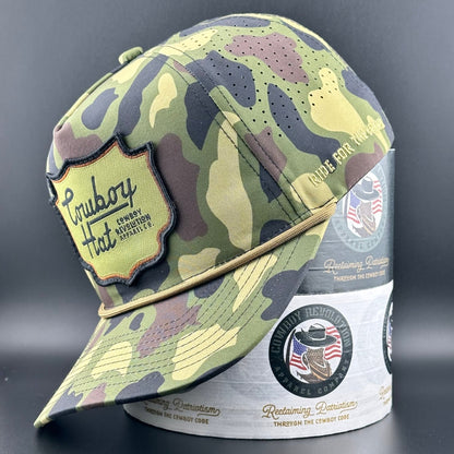 Cowboy Revolution Woodland Camo Patch “Cowboy Hat” - Performance Rope Hat - Angler's Pro Tackle & Outdoors