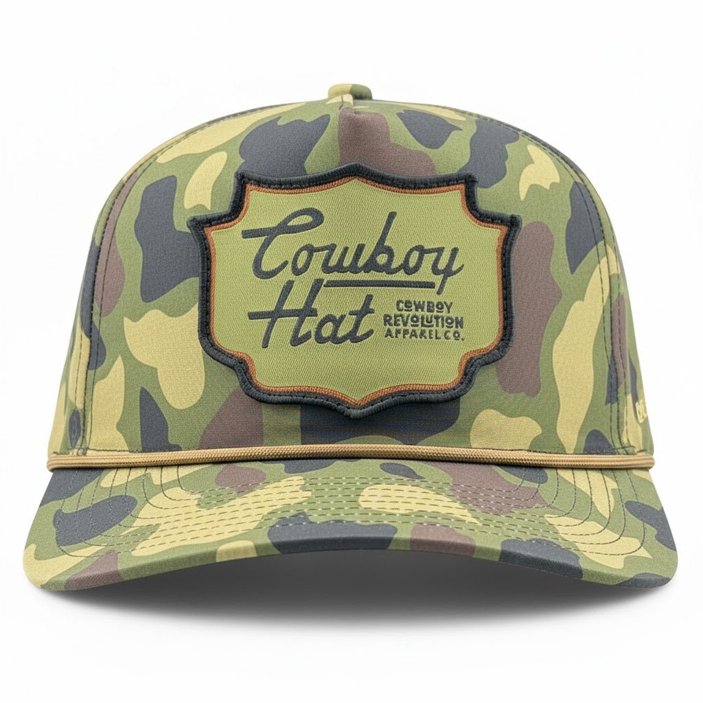 Cowboy Revolution Woodland Camo Patch “Cowboy Hat” - Performance Rope Hat - Angler's Pro Tackle & Outdoors