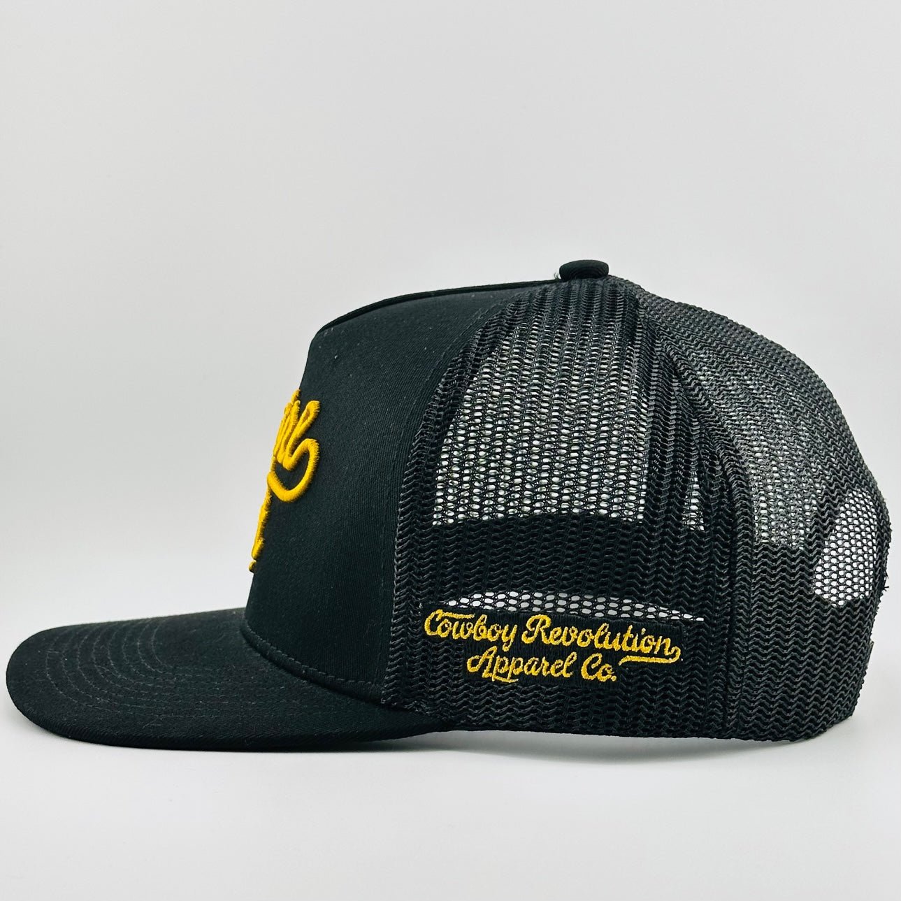 “Cowgirl Hat” Cowboy Revolution Black 5 - panel Trucker Hat - Angler's Pro Tackle & Outdoors