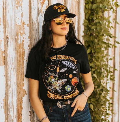 “Cowgirl Hat” Cowboy Revolution Black 5-panel Trucker Hat