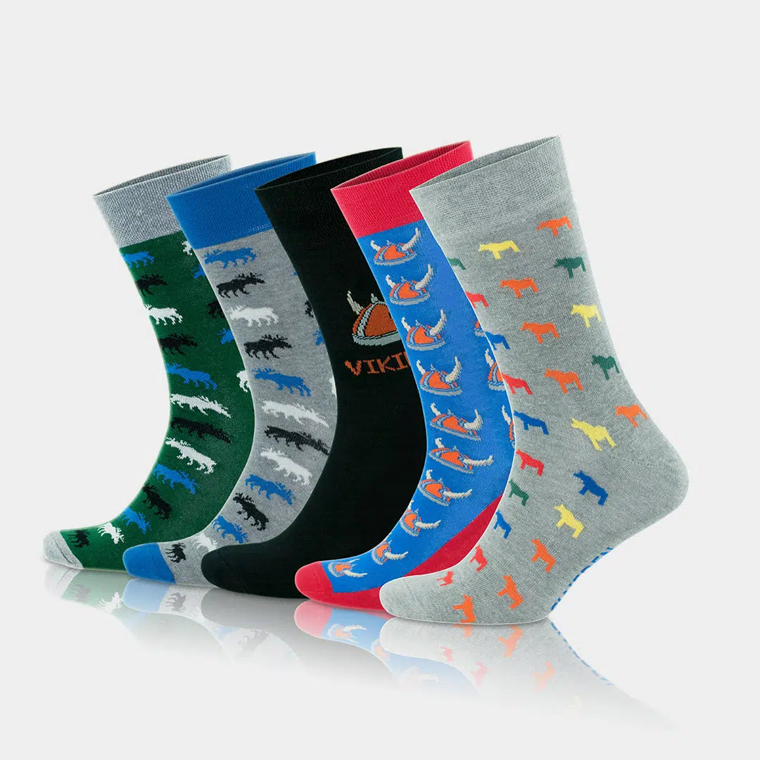 GoWith Men's Cotton Cozy Animal Patterned Crew Socks