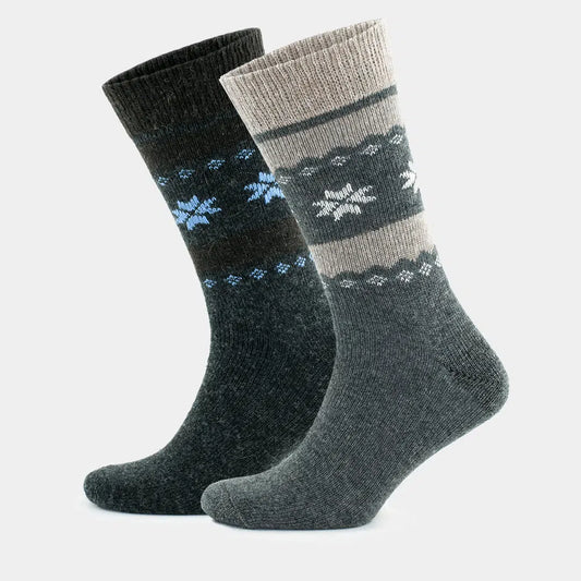 GoWith Alpaca Wool Crew Hiking Boot Socks for Men and Women - Snowflake