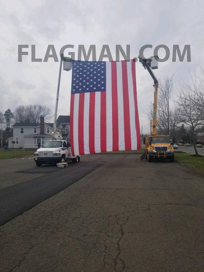 Flagman of America Polyester American Flag with Wind Slits for Hanging on Fire Trucks & Cranes *Made in USA*