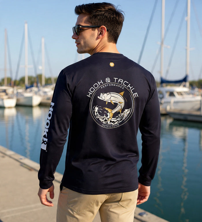 Hook & Tackle Men's Tarpon Leap Thrust L/S UV Fishing T-Shirt