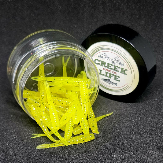 Creek Life Lures Jar of 1.4" Inch Micro Fluke "The Ditch Stick" - Angler's Pro Tackle & Outdoors