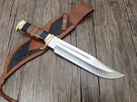 KBS Knives Crocodile Dundee Knife for Sale – 16" D2 Steel Bowie with Leather Sheath
