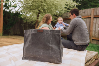 Picnic Time Market Waxed Canvas Tote with Leatherette Handles