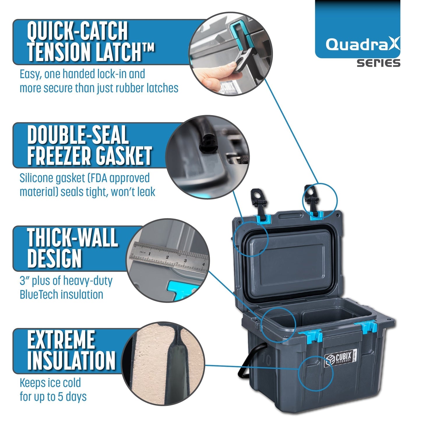 Cubix Outdoors 20 Quart Rotomolded Cooler - QuadraX - Angler's Pro Tackle & Outdoors