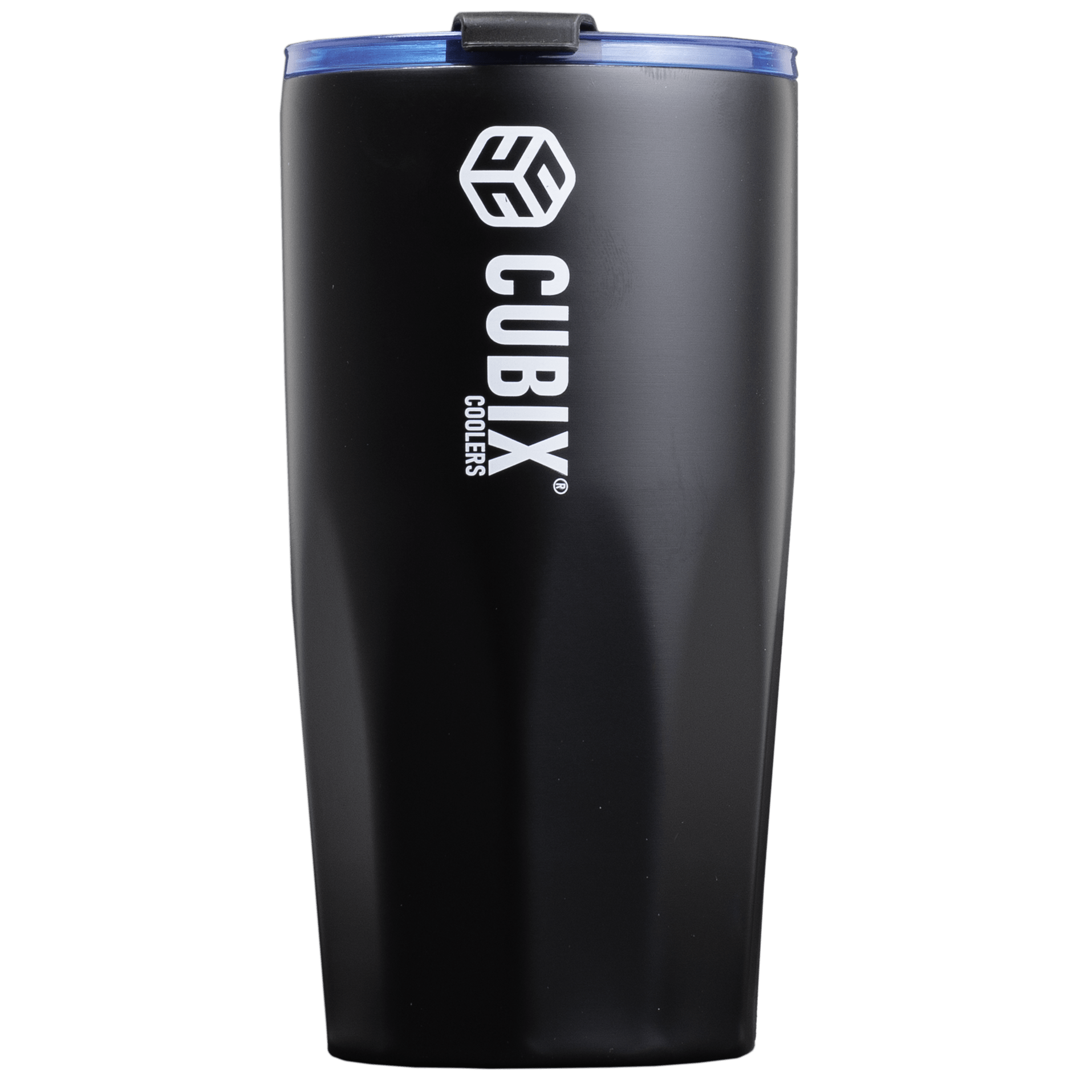 Cubix Outdoors 20oz Steel Insulated Tumbler with Dual - Function Lid - Black w/ Blue Lid - Angler's Pro Tackle & Outdoors