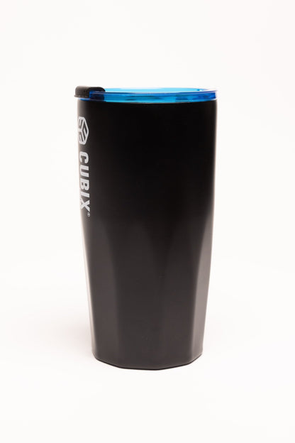 Cubix Outdoors 20oz Steel Insulated Tumbler with Dual - Function Lid - Charcoal w/ Blue Lid - Angler's Pro Tackle & Outdoors