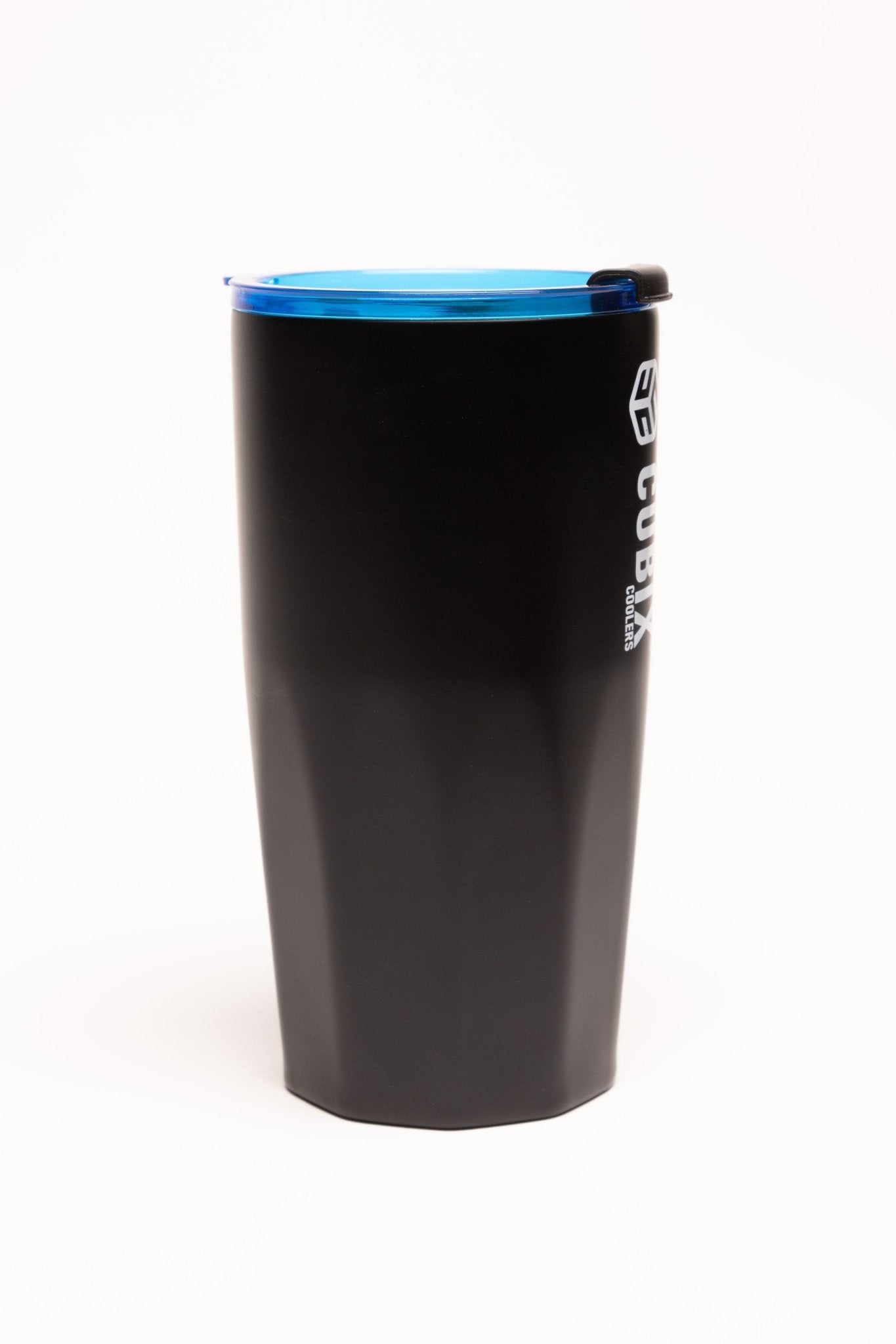 Cubix Outdoors 20oz Steel Insulated Tumbler with Dual - Function Lid - Charcoal w/ Blue Lid - Angler's Pro Tackle & Outdoors